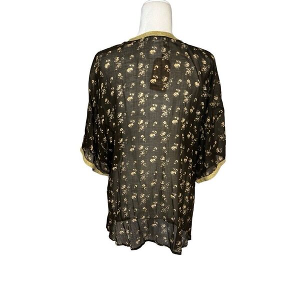 Natural Life Lightweight Kimono. Short Sleeves. Brown and Gold. One Size. NEW!! - Picture 3 of 10